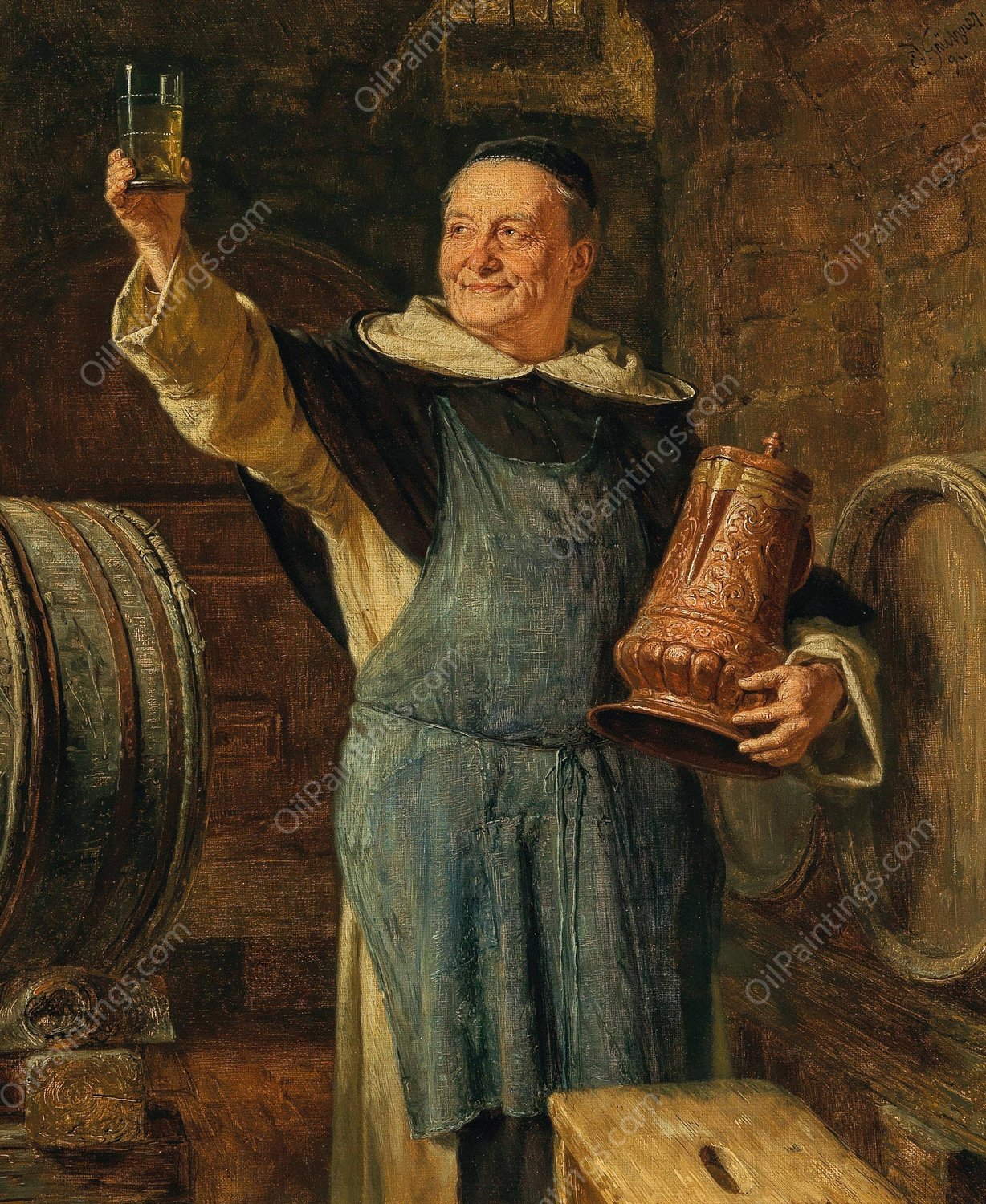 Clear wine  by Eduard Von Grutzner - Hand-Painted Oil Painting Reproduction