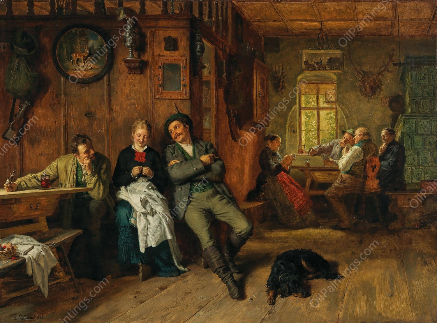 Einfadeln  by Eduard Von Grutzner - Hand-Painted Oil Painting Reproduction