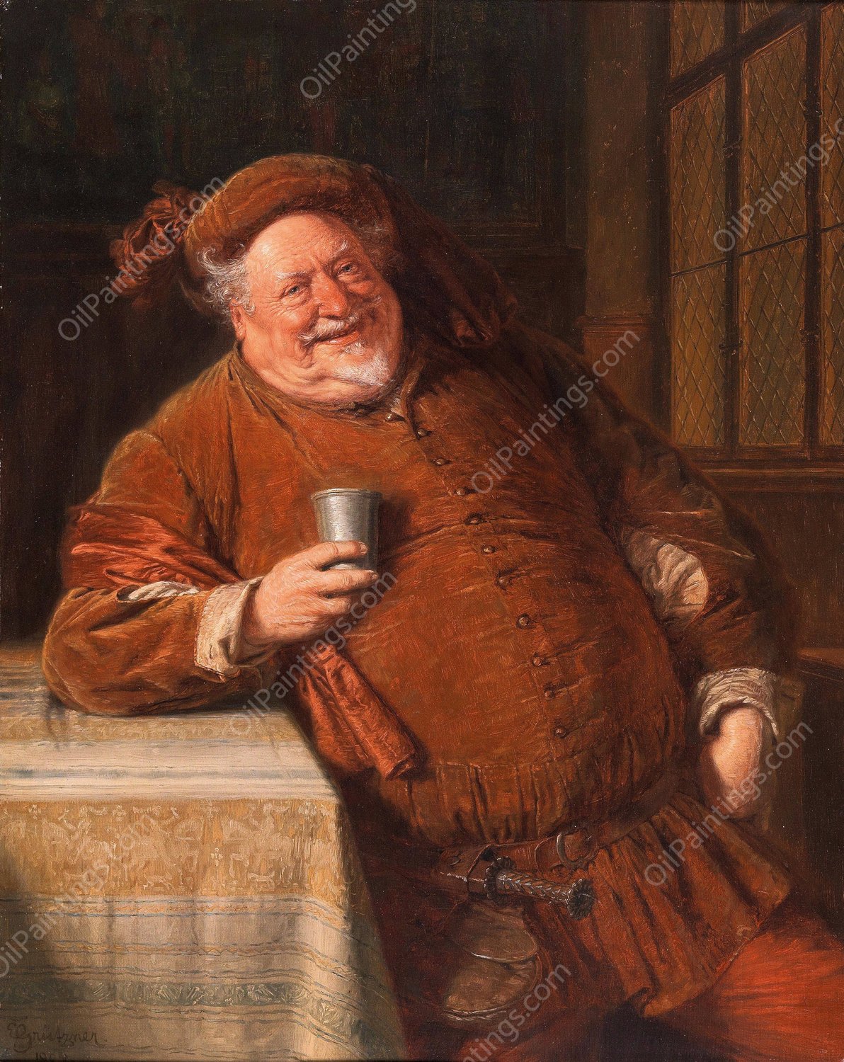 Falstaff II by Eduard Von Grutzner - Hand-Painted Oil Painting Reproduction