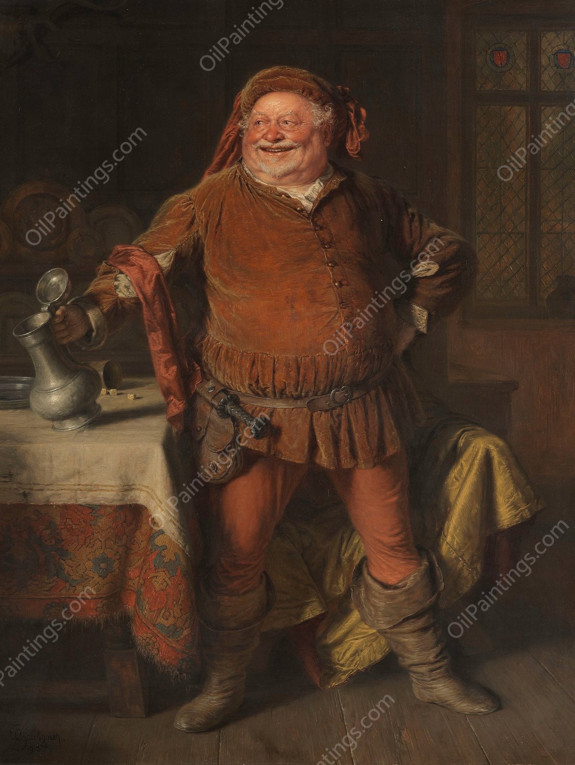 Falstaff  by Eduard Von Grutzner - Hand-Painted Oil Painting Reproduction