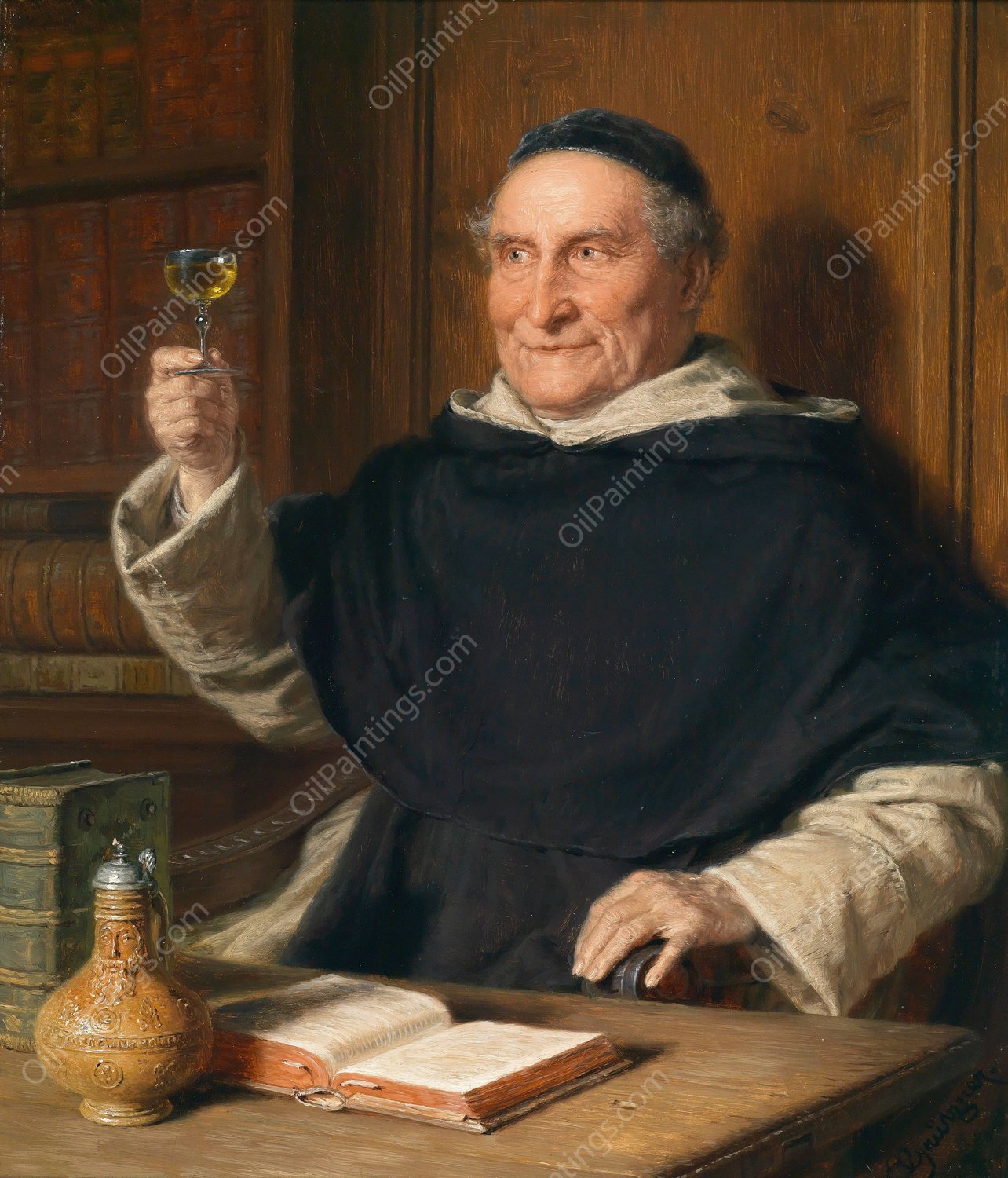 In der Studierstube by Eduard Von Grutzner - Hand-Painted Oil Painting Reproduction