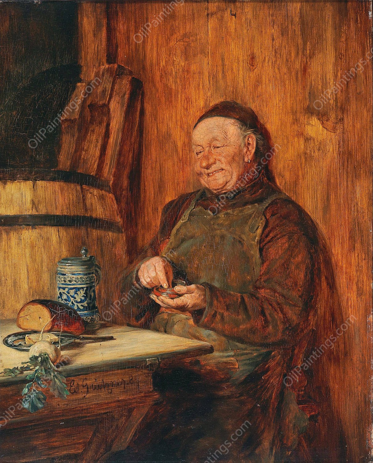 Stillvergnugt  by Eduard Von Grutzner - Hand-Painted Oil Painting Reproduction