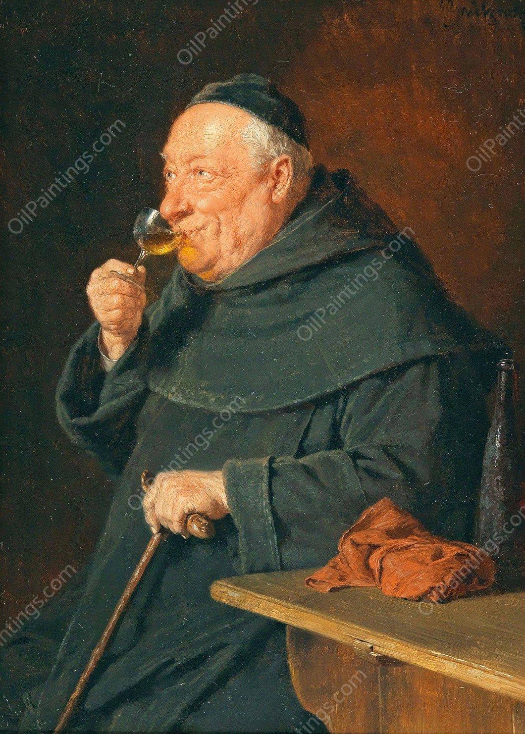 The connoisseur by Eduard Von Grutzner - Hand-Painted Oil Painting Reproduction