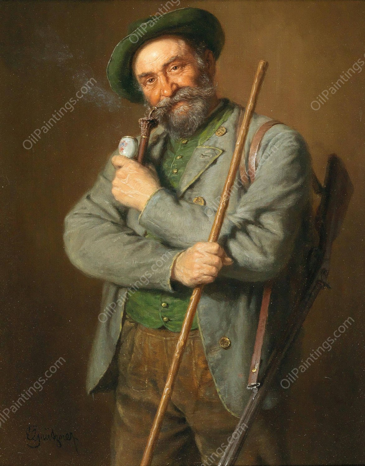 The Hunter by Eduard Von Grutzner - Hand-Painted Oil Painting Reproduction