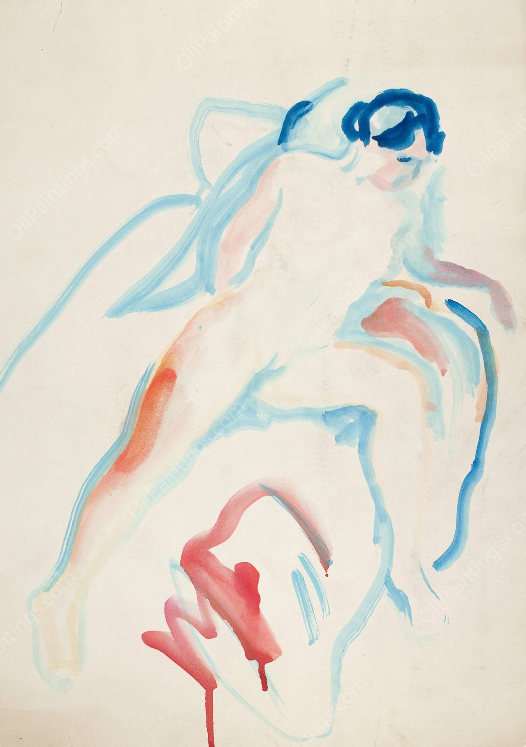 Akt pa sengen  by Edvard Munch - Hand-Painted Oil Painting Reproduction