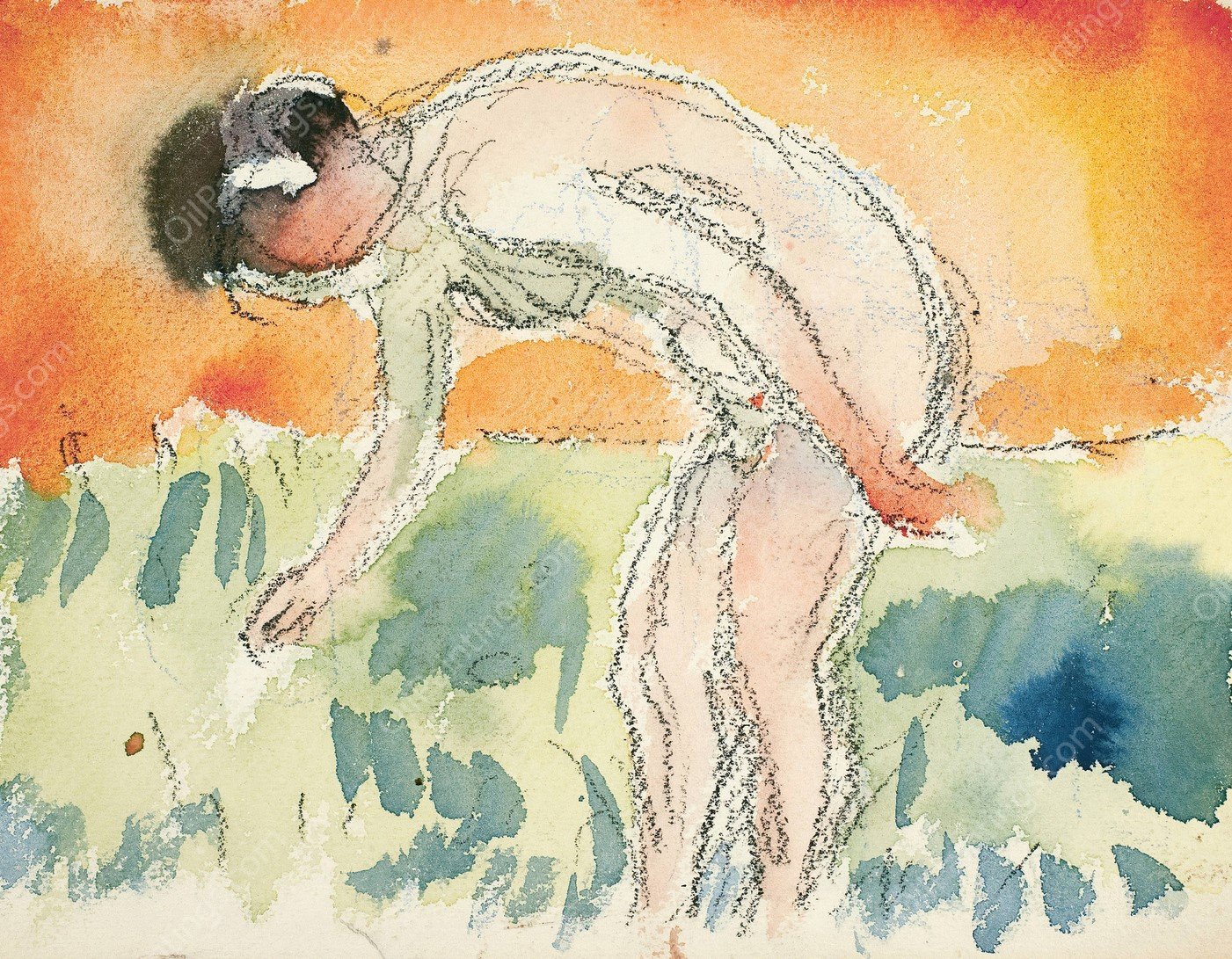 Akt som boyer seg  by Edvard Munch - Hand-Painted Oil Painting Reproduction