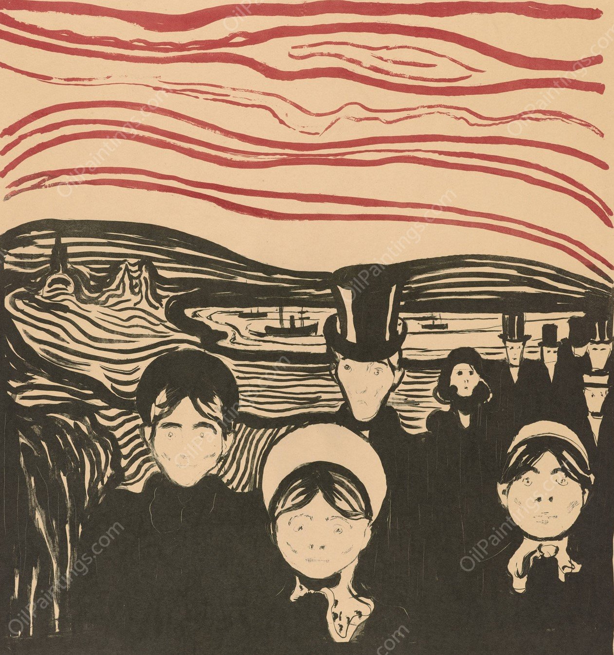 Angst  by Edvard Munch - Hand-Painted Oil Painting Reproduction