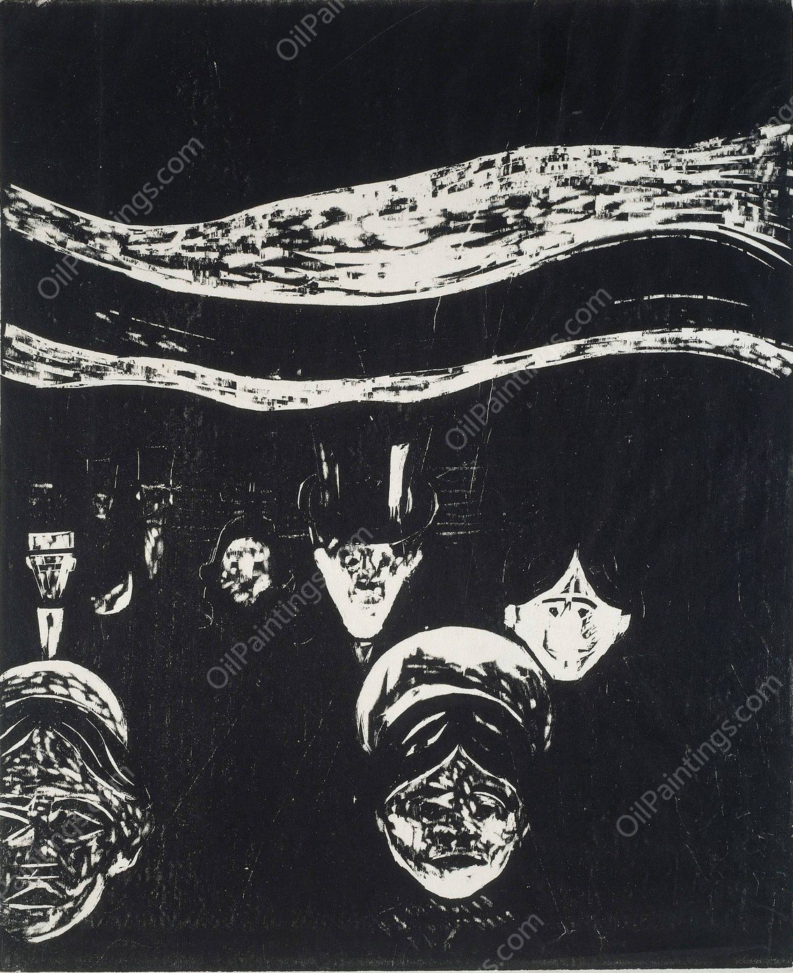 Anxiety  by Edvard Munch - Hand-Painted Oil Painting Reproduction