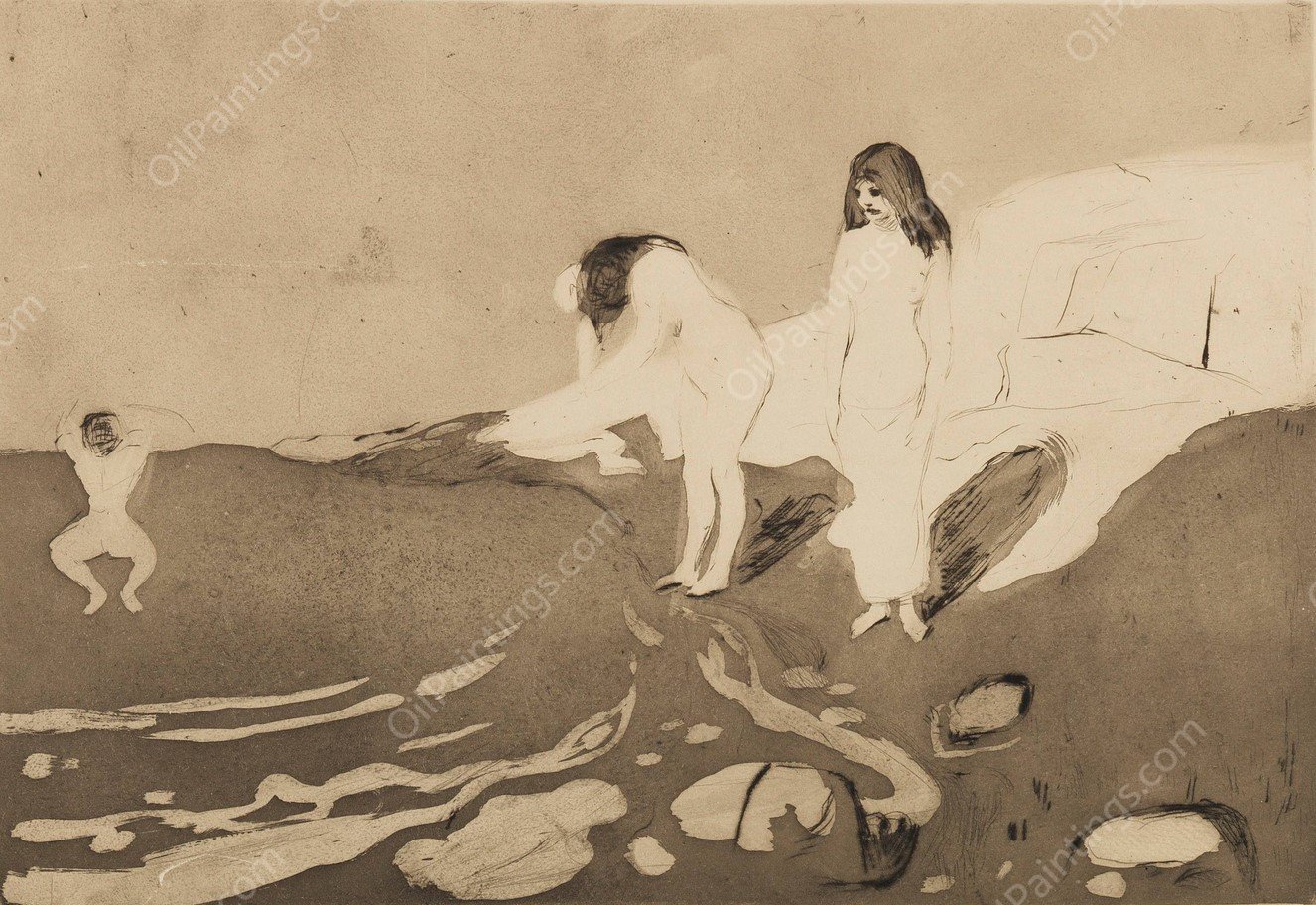 Bathing Women  by Edvard Munch - Hand-Painted Oil Painting Reproduction