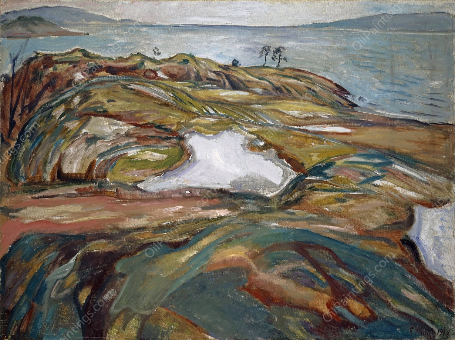 Coastal Landscape  by Edvard Munch - Hand-Painted Oil Painting Reproduction