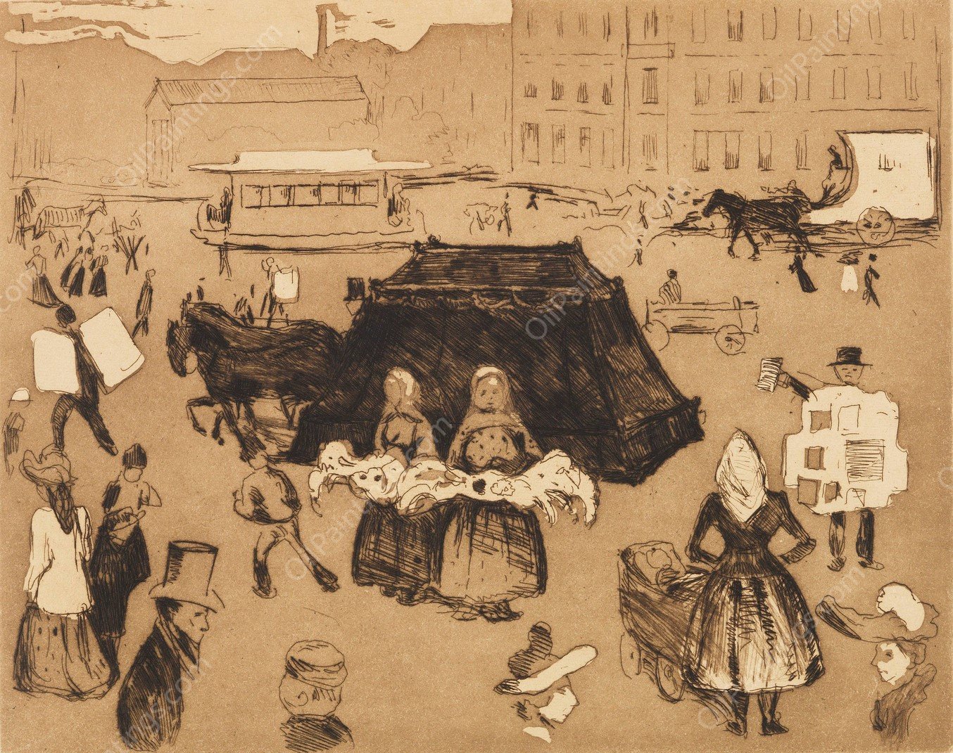 Der Leichenwagen. Potsdamer Platz  by Edvard Munch - Hand-Painted Oil Painting Reproduction