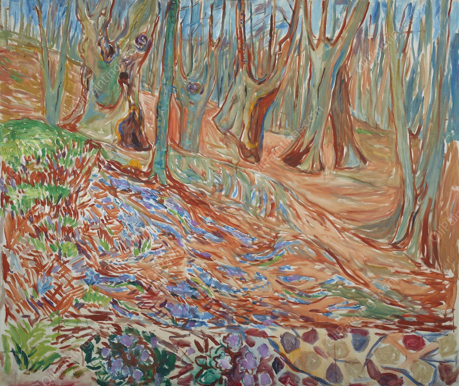 Elm Forest in Spring  by Edvard Munch - Hand-Painted Oil Painting Reproduction