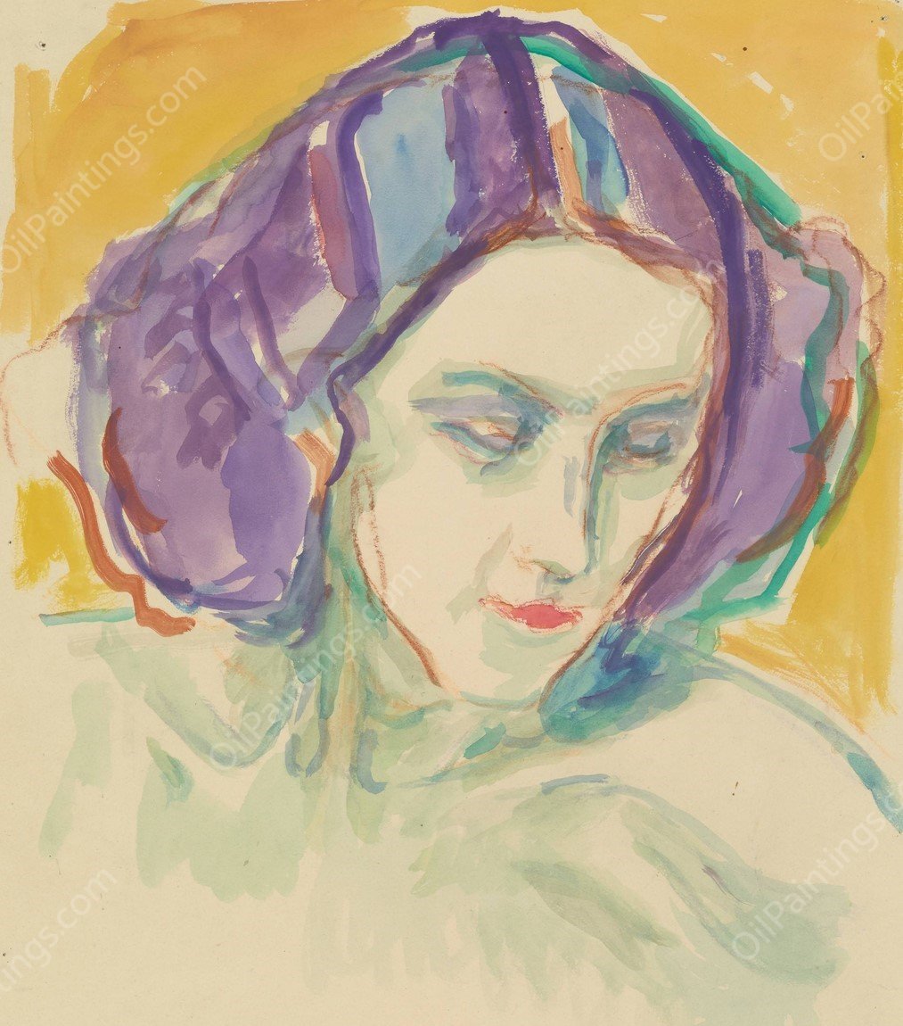 Female head  by Edvard Munch - Hand-Painted Oil Painting Reproduction