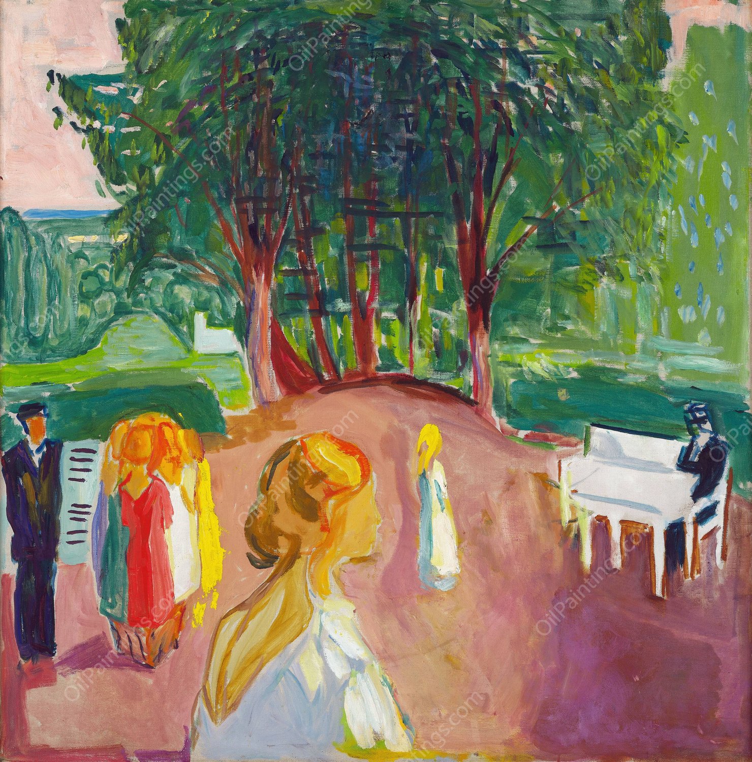 Flirting in the Park  by Edvard Munch - Hand-Painted Oil Painting Reproduction