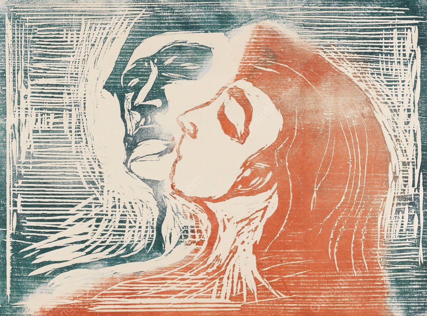 Head by head  by Edvard Munch - Hand-Painted Oil Painting Reproduction