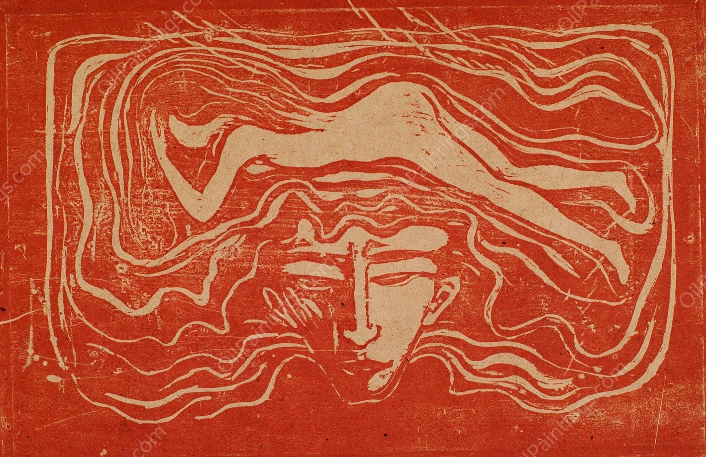 In the Man's Brain  by Edvard Munch - Hand-Painted Oil Painting Reproduction