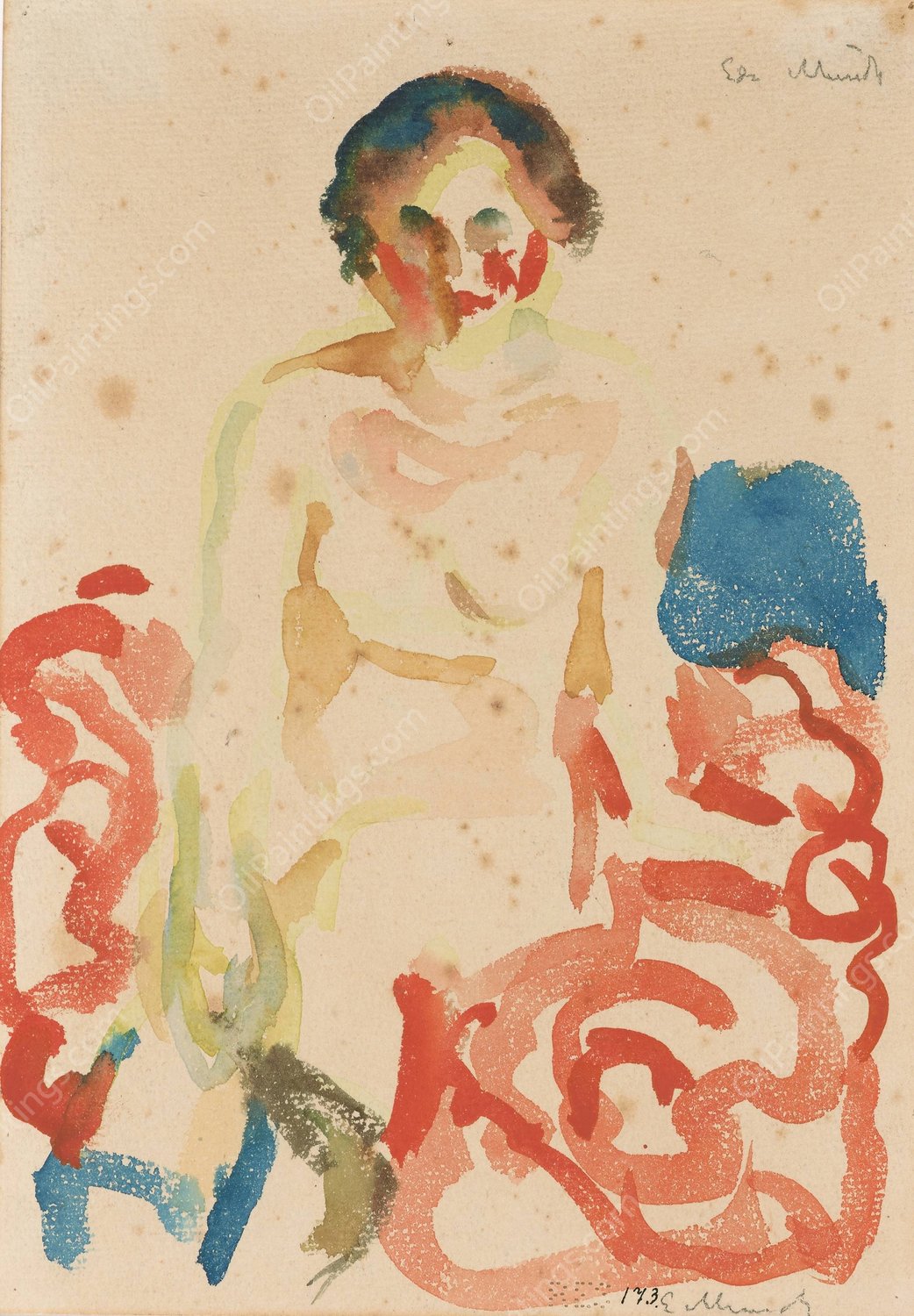 Kvinneakt  by Edvard Munch - Hand-Painted Oil Painting Reproduction