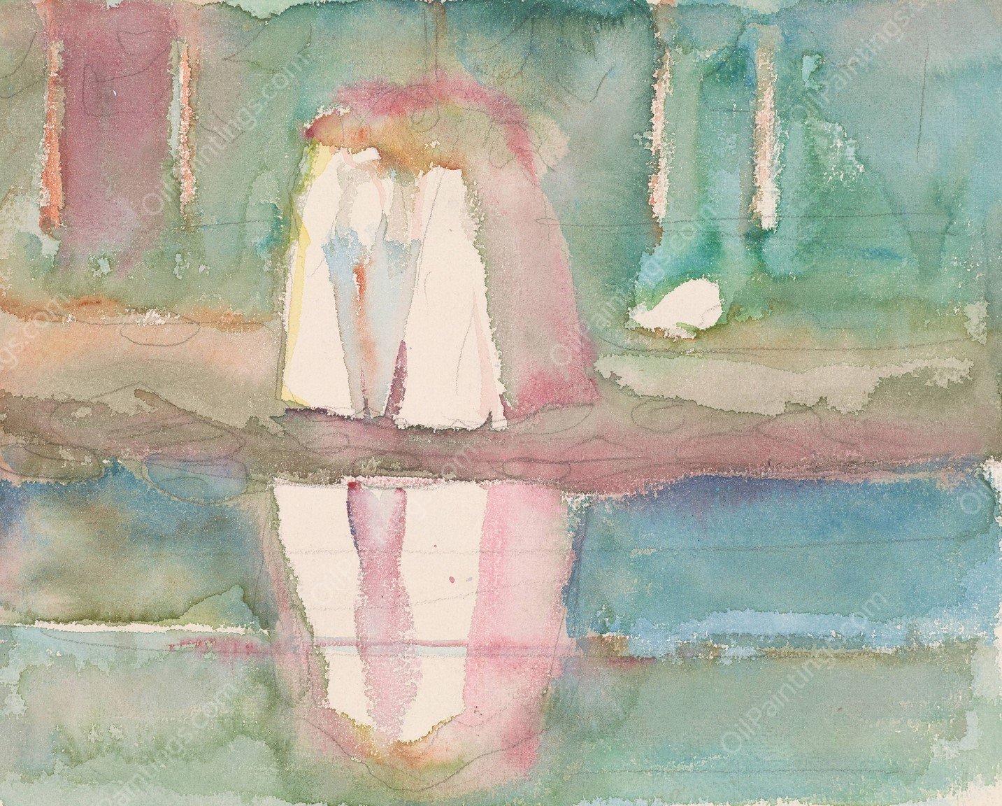 Kvinner pa stranden, asgardstrand  by Edvard Munch - Hand-Painted Oil Painting Reproduction