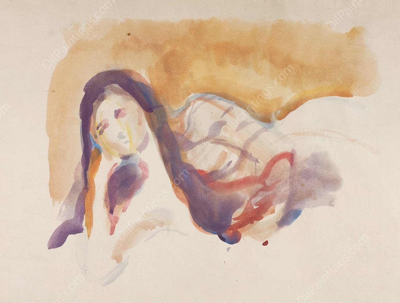 Liggende akt  by Edvard Munch - Hand-Painted Oil Painting Reproduction