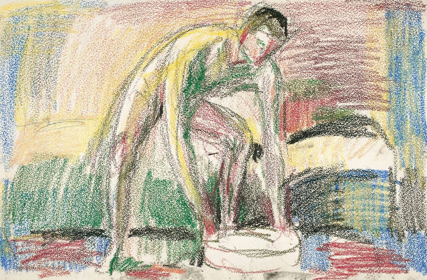 Naken mann vasker fottene  by Edvard Munch - Hand-Painted Oil Painting Reproduction