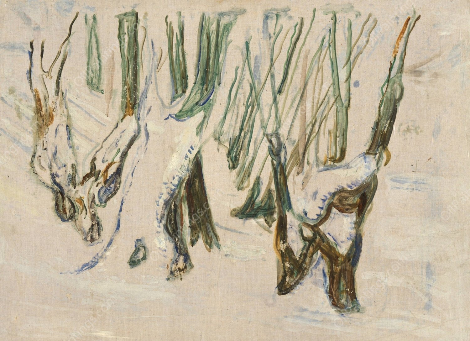 Rugged Trunks in Snow  by Edvard Munch - Hand-Painted Oil Painting Reproduction