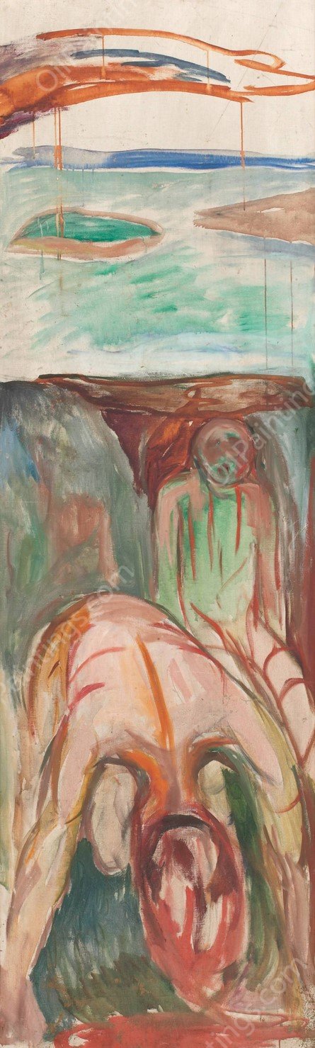 The Storm; Right Middle Part  by Edvard Munch - Hand-Painted Oil Painting Reproduction