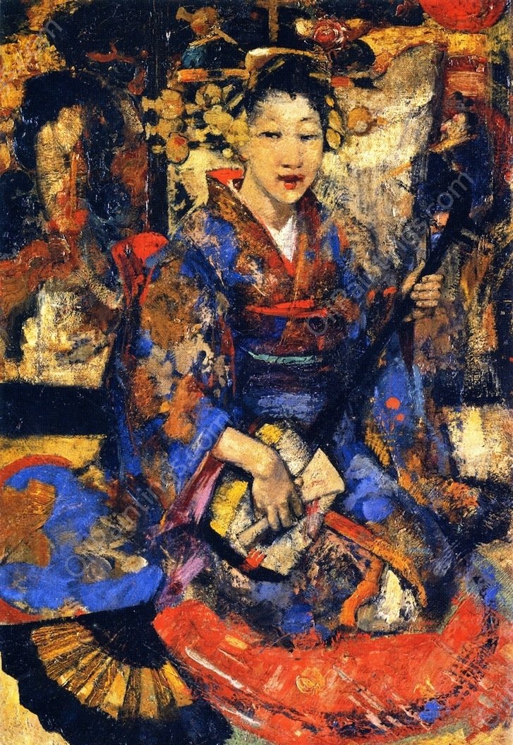 Music in Japan by Edward Atkinson Hornel - Hand-Painted Oil Painting Reproduction