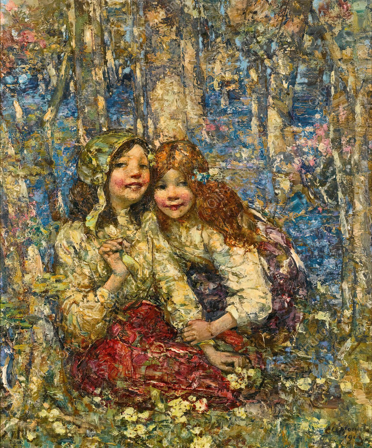 The Bluebell Wood  by Edward Atkinson Hornel - Hand-Painted Oil Painting Reproduction