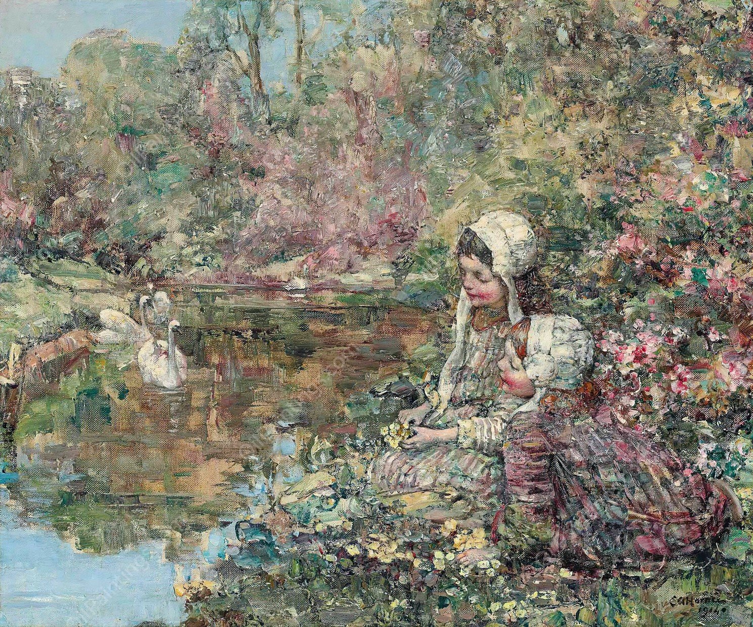 The Lake Woods  by Edward Atkinson Hornel - Hand-Painted Oil Painting Reproduction