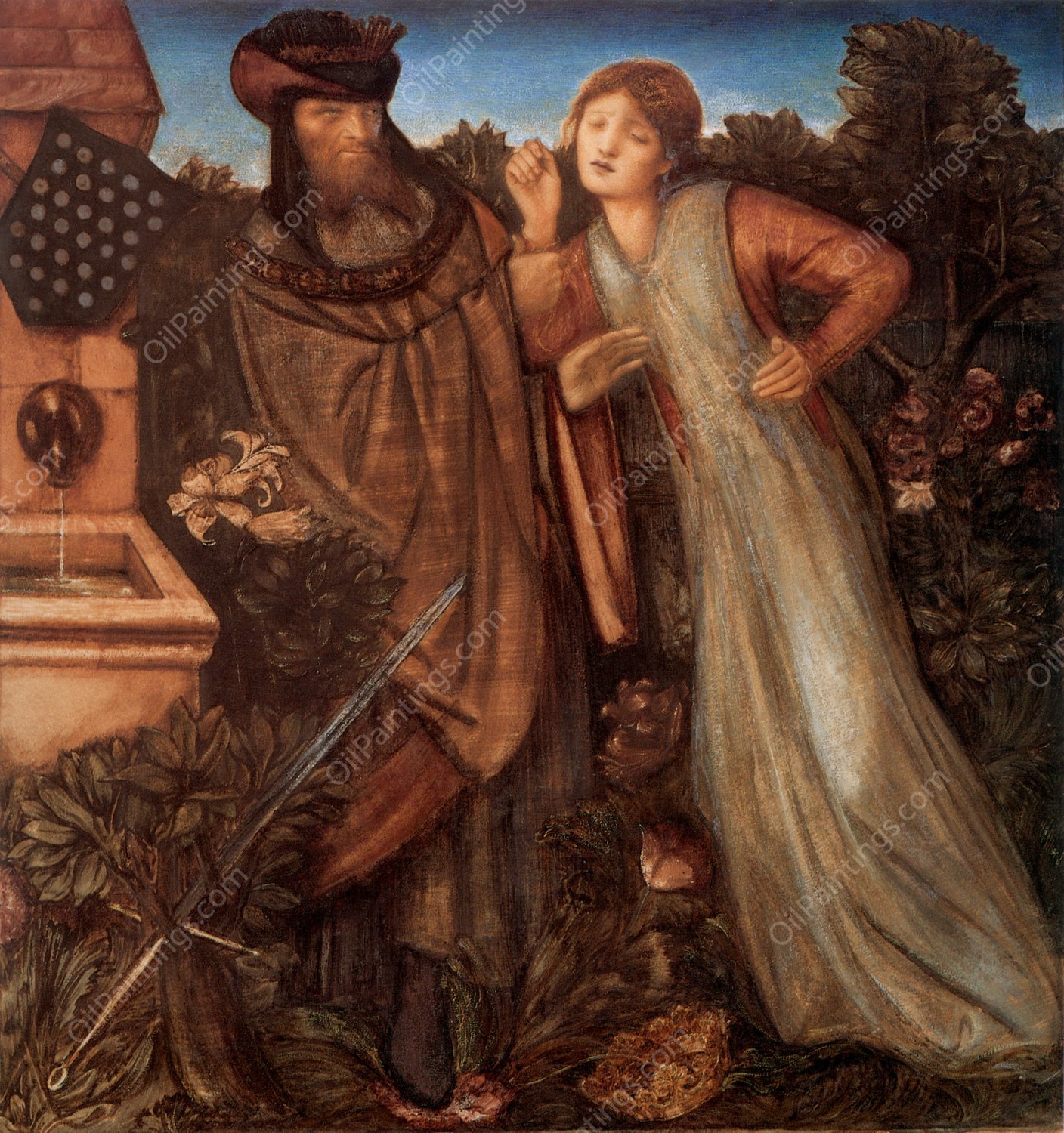 King Mark and La Belle Iseult by Edward Burne-Jones - Hand-Painted Oil Painting Reproduction