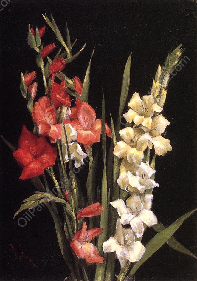 Still Life with Gladiolas by Edward C. Leavitt - Hand-Painted Oil Painting Reproduction