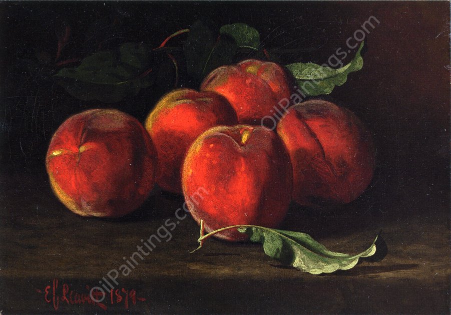 Table Top Still Life of Peaches by Edward C. Leavitt - Hand-Painted Oil Painting Reproduction