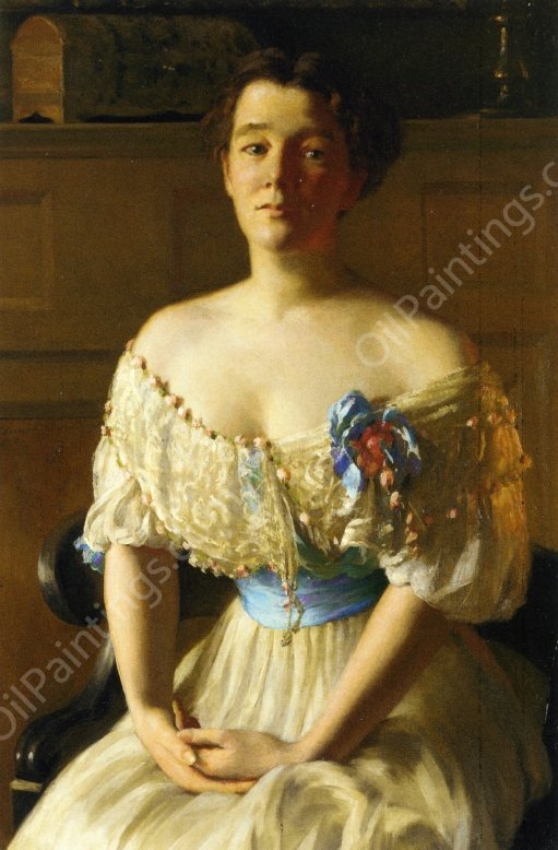 Contemplation also known as Portrait of Mrs. Fisher by Edward E. Simmons - Hand-Painted Oil Painting Reproduction
