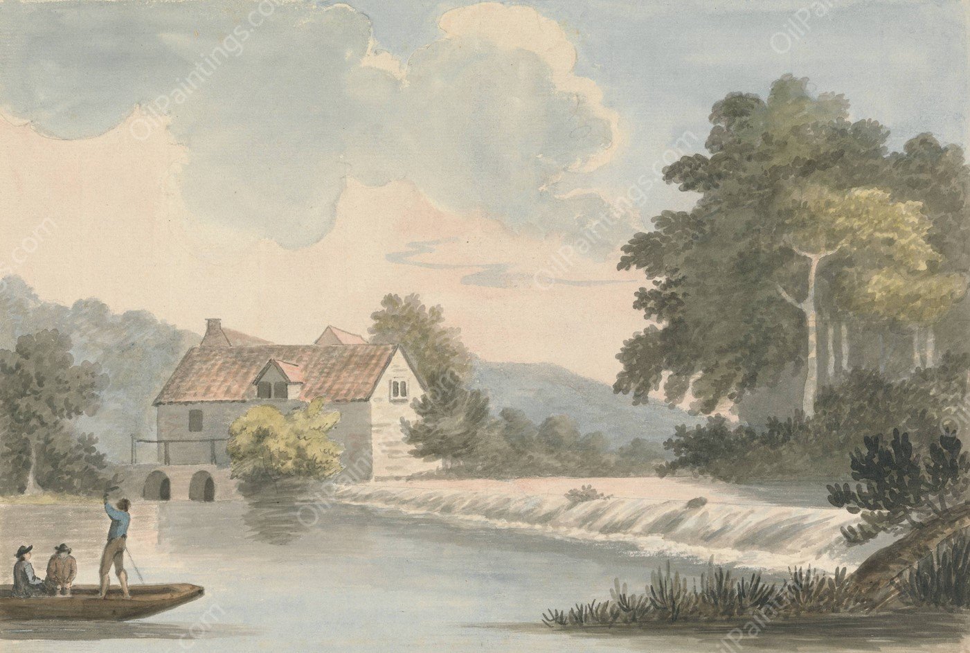 Bathampton Mill by Edward Francis Burney - Hand-Painted Oil Painting Reproduction