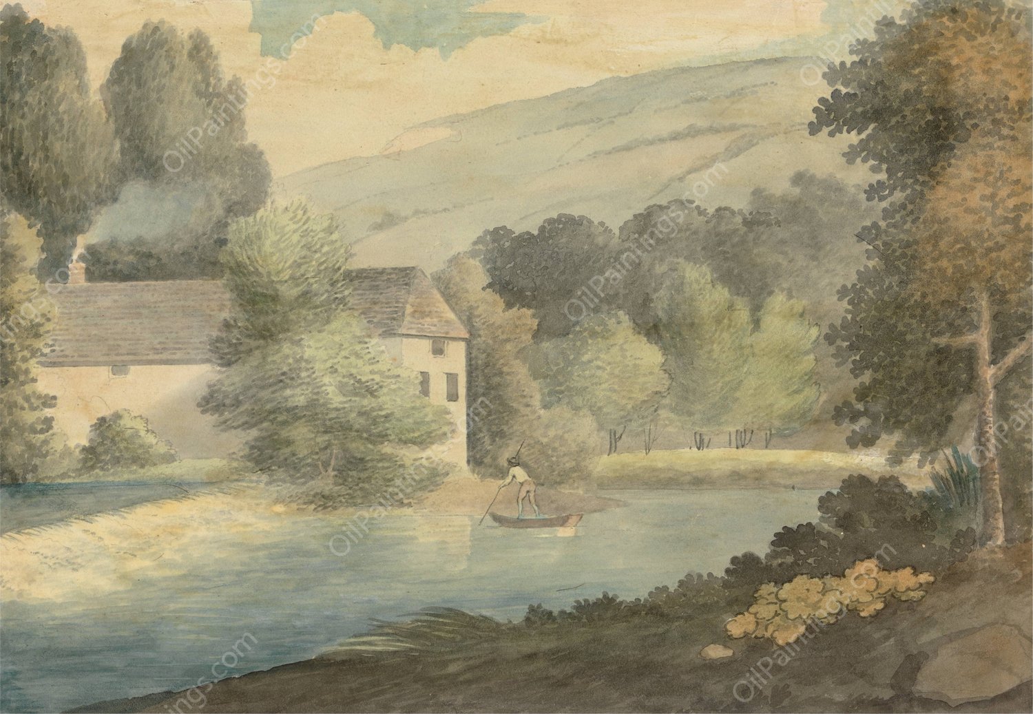 The Boatman by Edward Francis Burney - Hand-Painted Oil Painting Reproduction