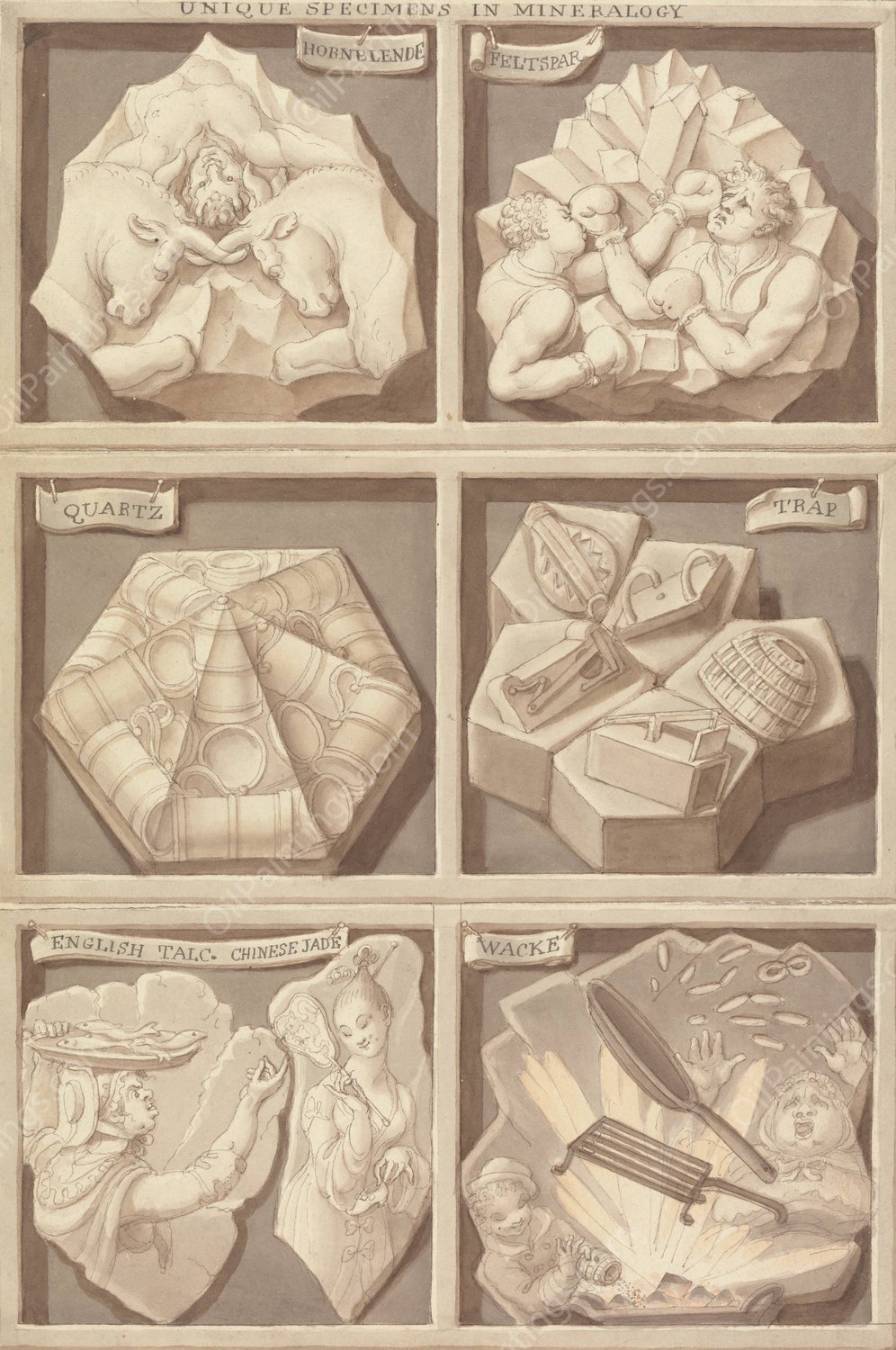 Unique Specimens of Mineralogy by Edward Francis Burney - Hand-Painted Oil Painting Reproduction