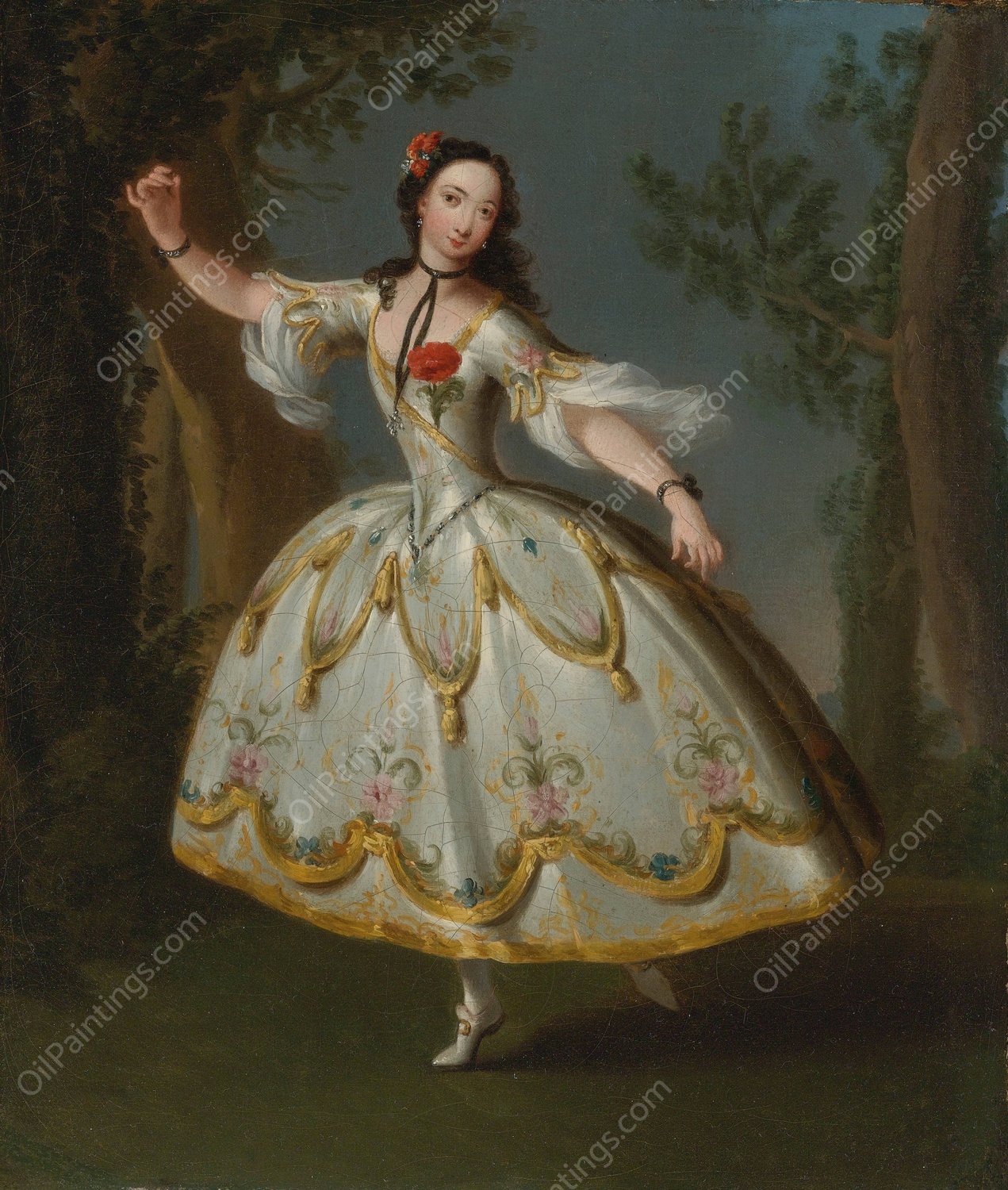 Portrait of Mademoiselle Violette, Later Mrs. David Garrick by Edward Haytley - Hand-Painted Oil Painting Reproduction