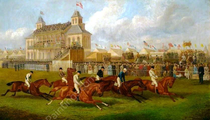A Horse Race in Victoria Park, Leicester by Edward Herberte - Hand-Painted Oil Painting Reproduction