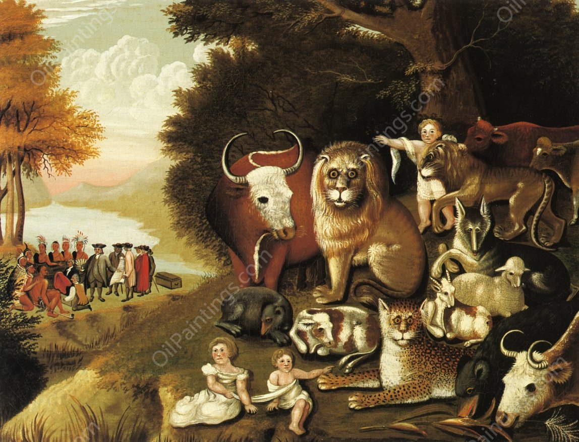 A Peaceable Kingdom by Edward Hicks - Hand-Painted Oil Painting Reproduction