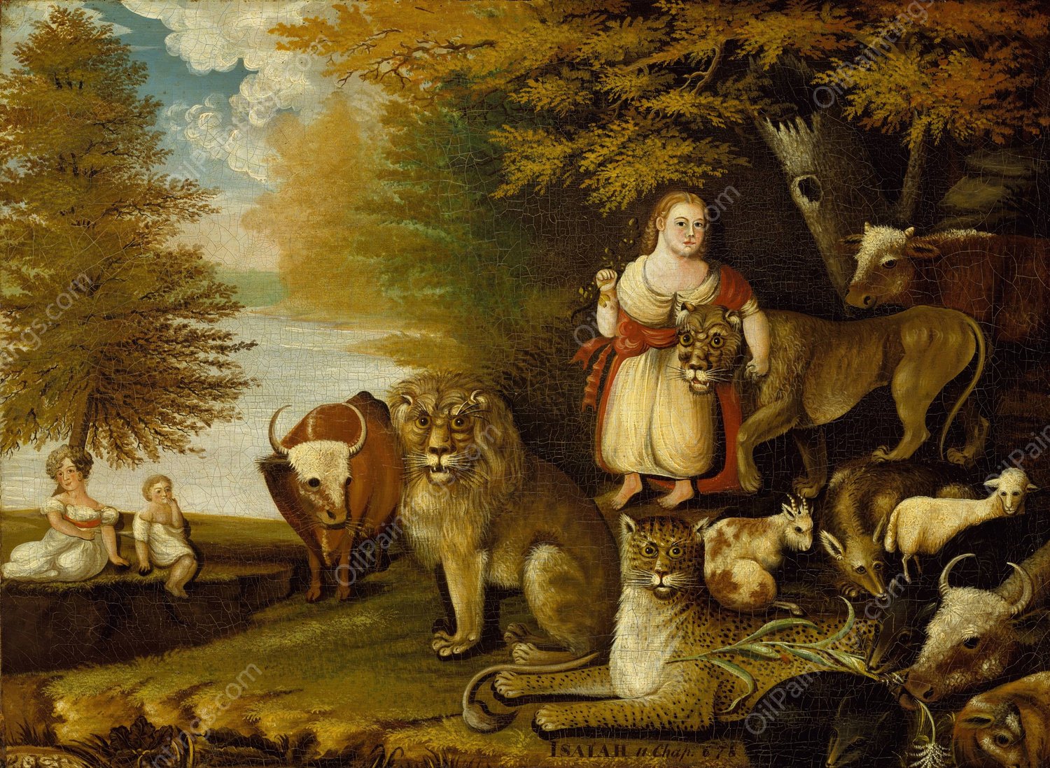Peaceable Kingdom  by Edward Hicks - Hand-Painted Oil Painting Reproduction