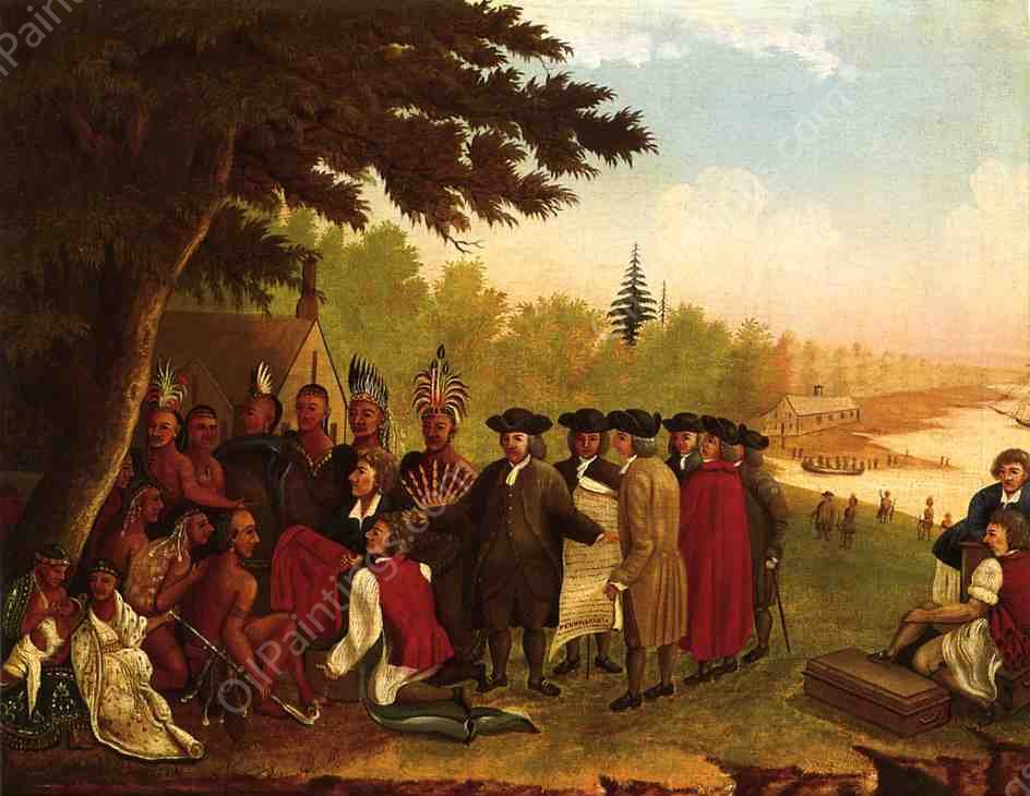 Penn's Treaty by Edward Hicks - Hand-Painted Oil Painting Reproduction