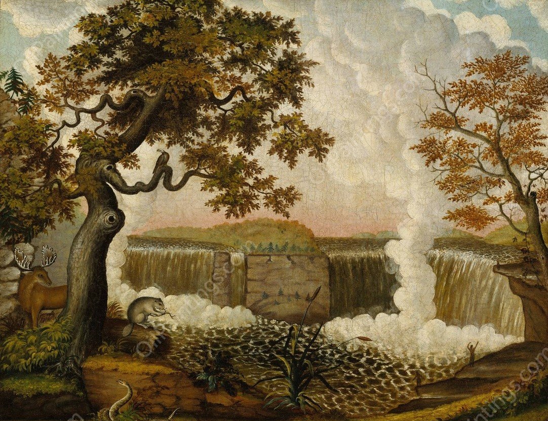 The Falls of Niagara  by Edward Hicks - Hand-Painted Oil Painting Reproduction