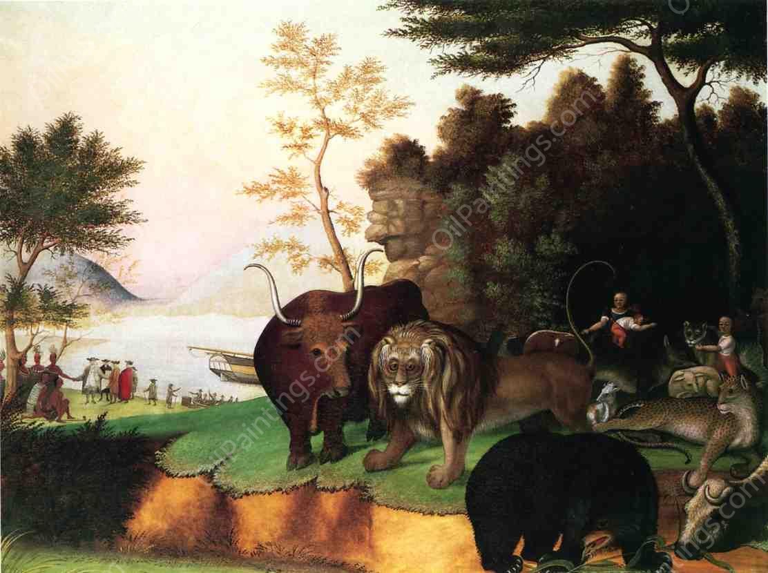 The Peaceble Kingdom by Edward Hicks - Hand-Painted Oil Painting Reproduction