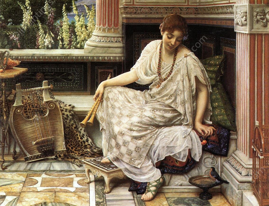Chloe, Dulces Docta Modos et Citharae Sciens by Edward John Poynter - Hand-Painted Oil Painting Reproduction