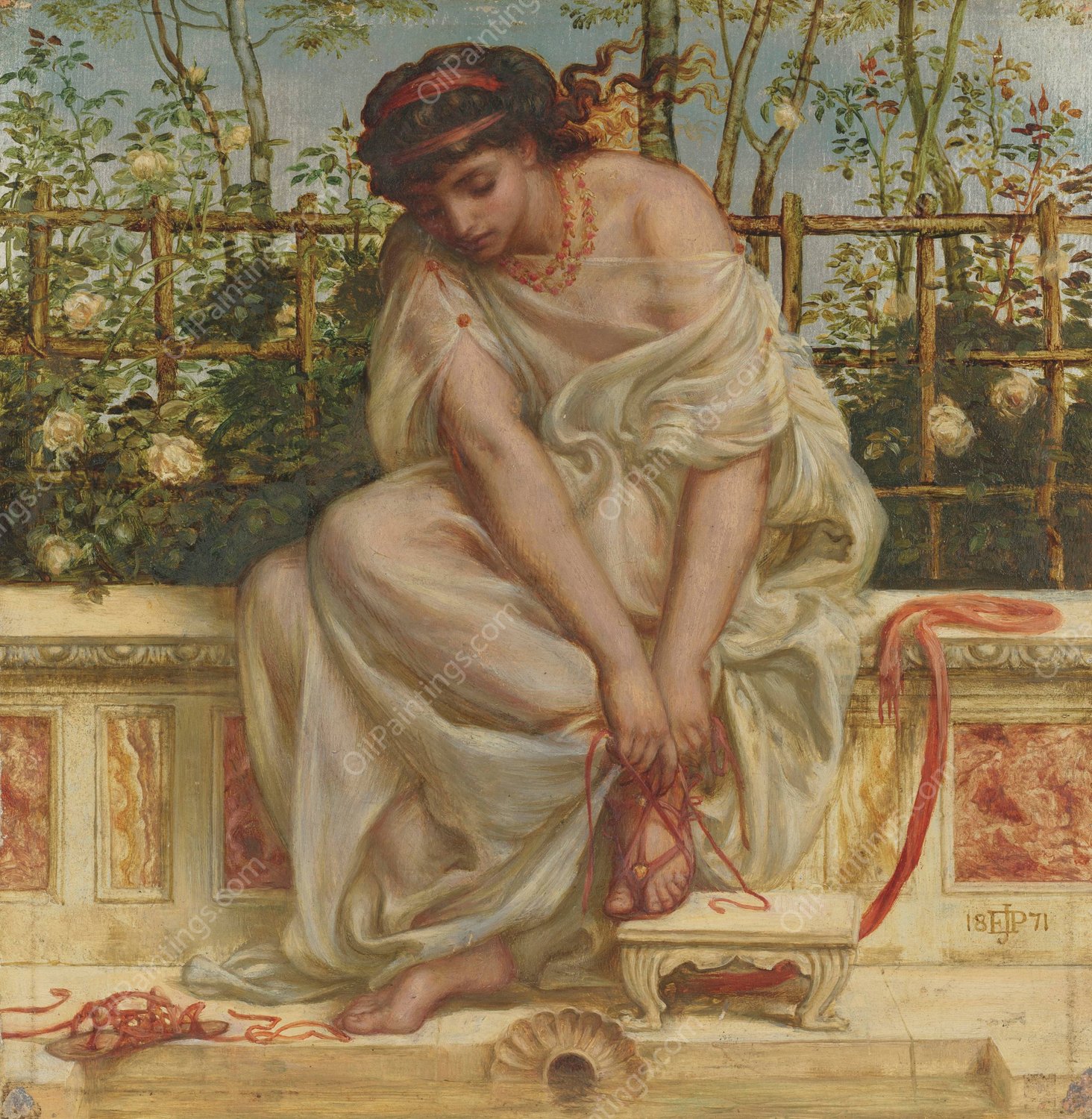 The Sandal  by Edward John Poynter - Hand-Painted Oil Painting Reproduction