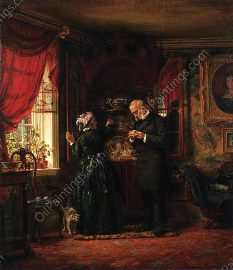 A Lover of Old China by Edward Lamson Henry - Hand-Painted Oil Painting Reproduction