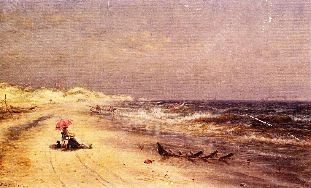 An Afternoon at the Beach by Edward Lamson Henry - Hand-Painted Oil Painting Reproduction