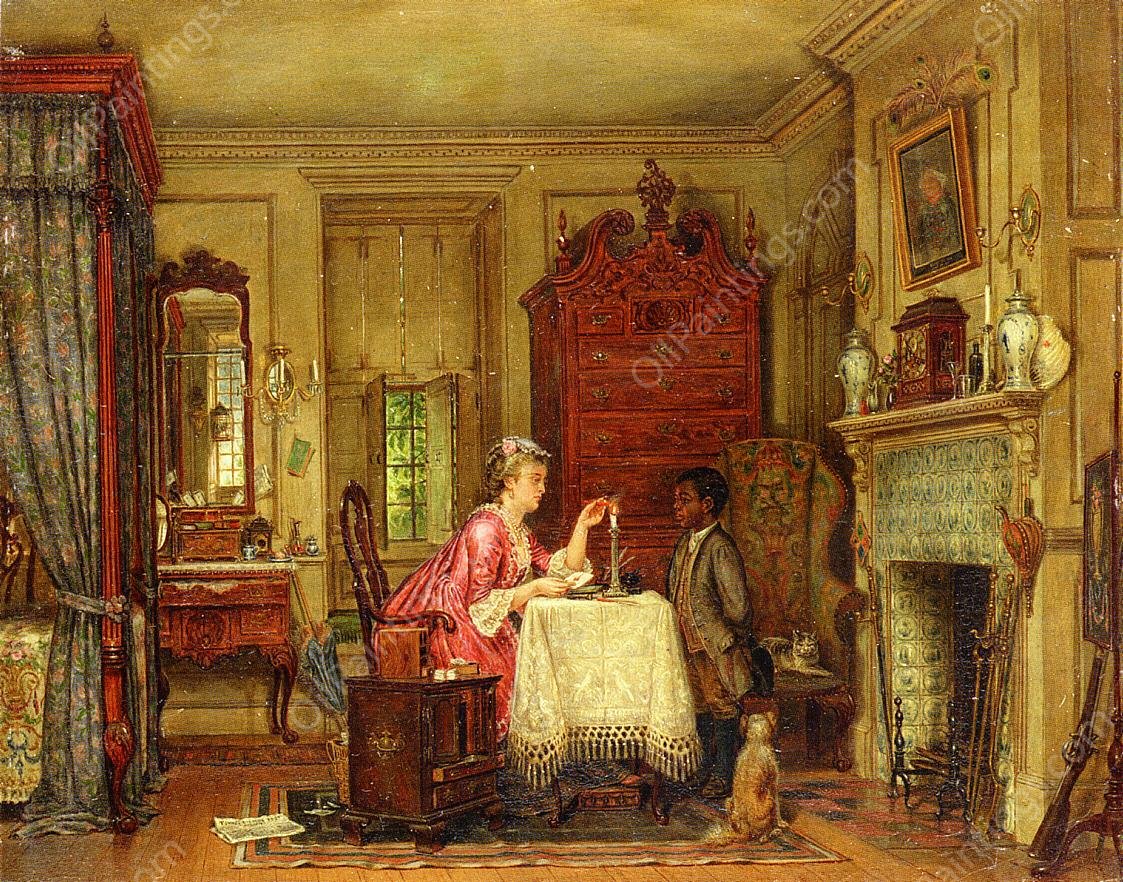 Drafting the Letter by Edward Lamson Henry - Hand-Painted Oil Painting Reproduction