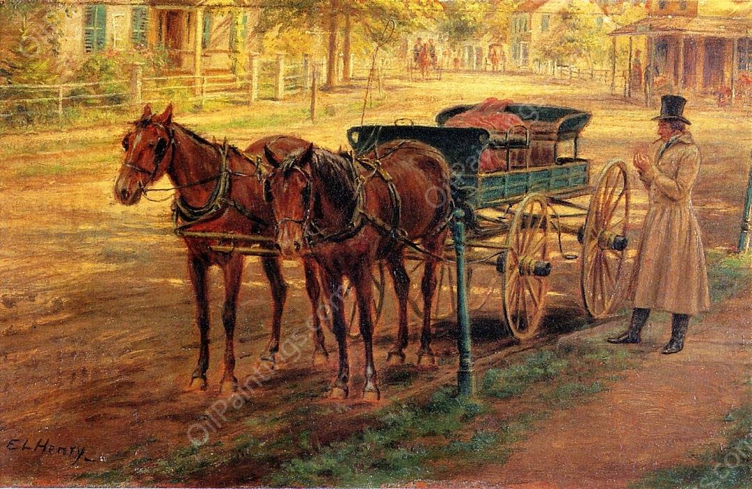 Horse and Buggy by Edward Lamson Henry - Hand-Painted Oil Painting Reproduction