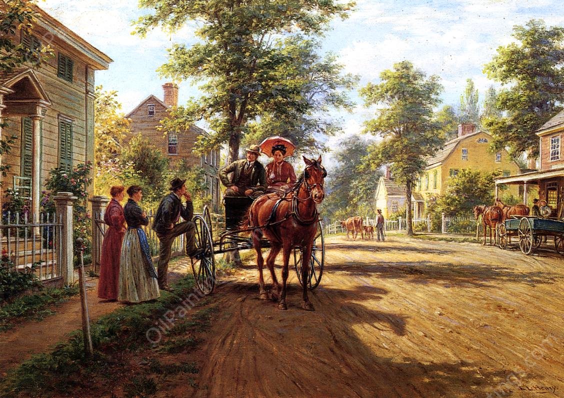 One Sunday Afternoon by Edward Lamson Henry - Hand-Painted Oil Painting Reproduction